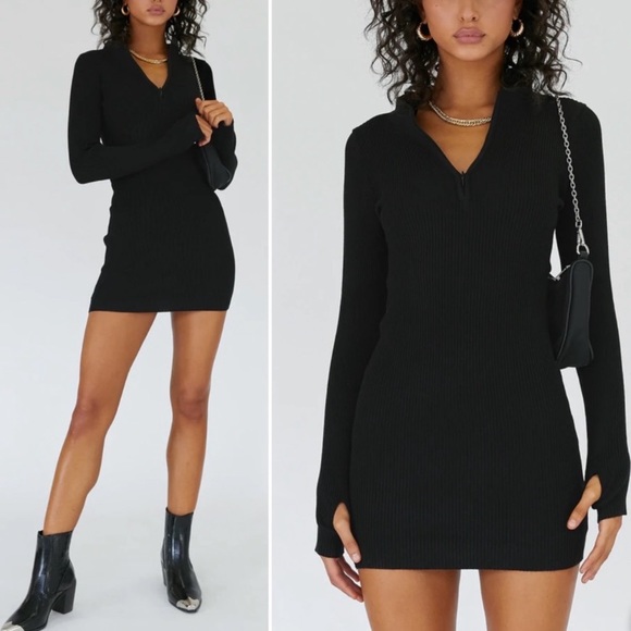 Princess Polly Dresses & Skirts - Princess Polly black Aubrey ribbed mini dress